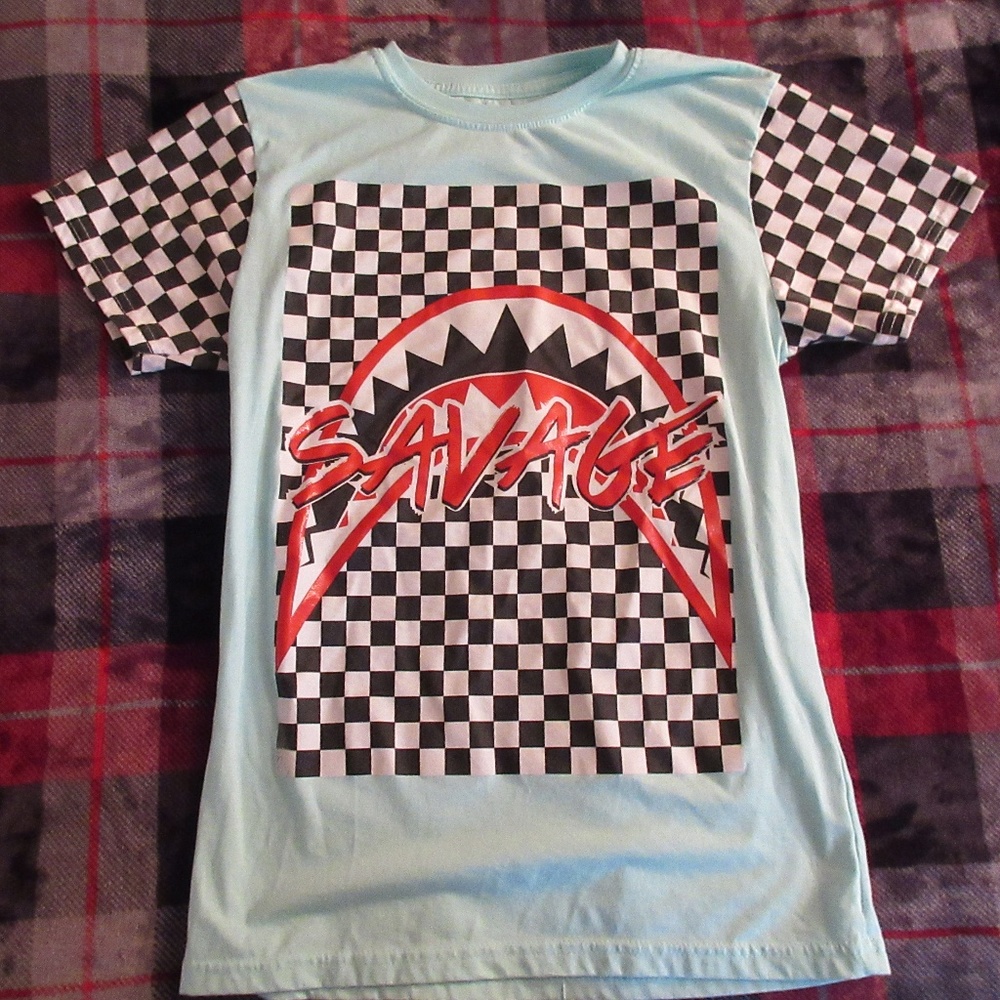 Light Blue Savage Checkerboard Shirt